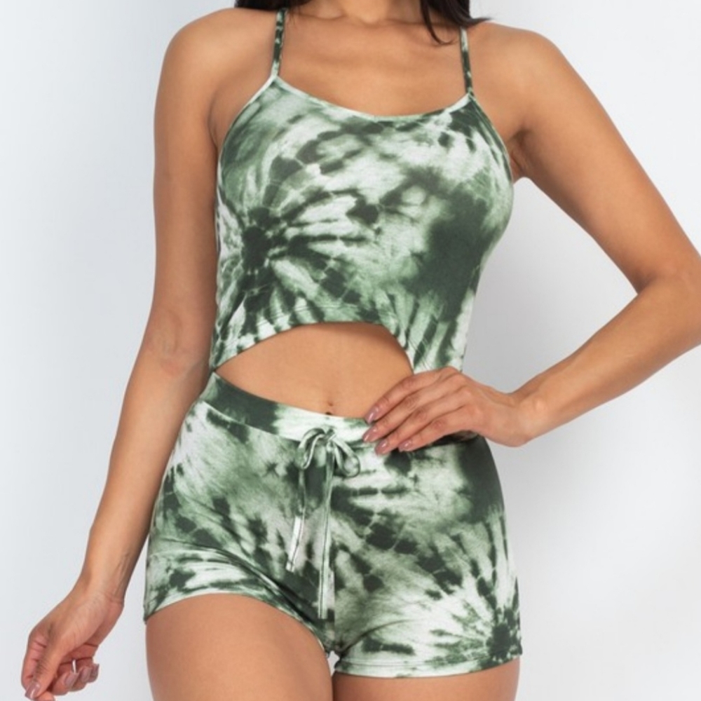 Tie Dye Printed Short Sleeve Top & Shorts